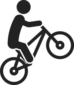 black figure riding bicycle wheelie clip art preview