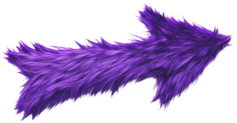 Obraz premium Purple fuzzy arrow pointing to side on transparent background. Creative direction.