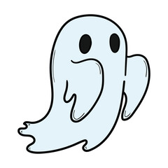 Hand drawn cartoon ghost on white background. Halloween.
