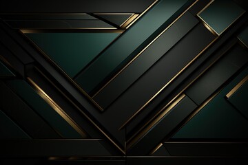 Obraz premium Abstract dark green and gold geometric background.