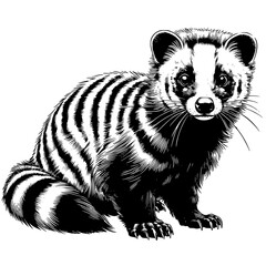 luwak, illustration of a civet, vector art, isolated on white