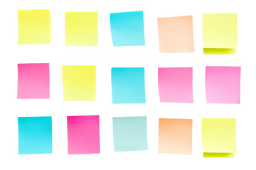 Vibrant Array of Colorful Sticky Notes Pattern on White Background