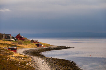 nordic landscape along the road from Alta to the Island of Mageroya, Norway