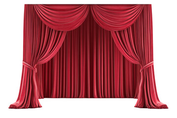 Classic Theater Stage with Open Curtains on White Background