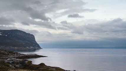 nordic landscape along the road from Alta to the Island of Mageroya, Norway