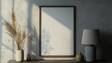 Picture frame on the wall. Mockup.