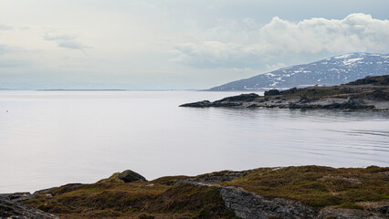 Obraz premium nordic landscape along the road from Alta to the Island of Mageroya, Norway