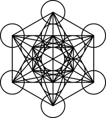 Metatron's cube symbol isolated on transparent background. Sacred geometry symbol concept.