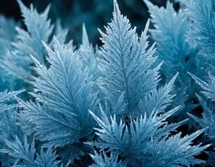 Crystalized Frost Pattern: Cold and Icy Abstract Background with Sharp Edges. Ai generated image 