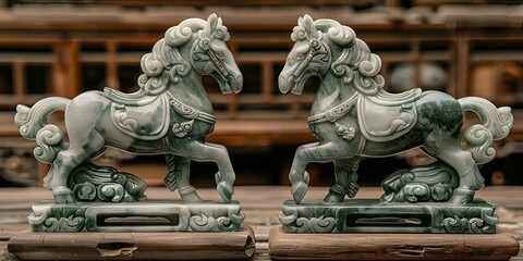 Naklejka premium a pair of statues of horses. 