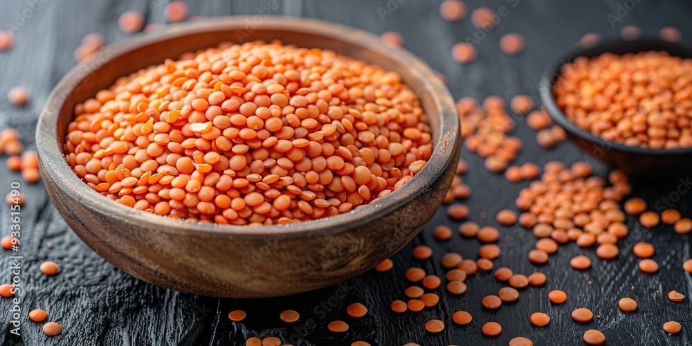 Poster red lentils in bowl