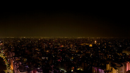 Night aerial view of the city of Buenos Aires, Argentina