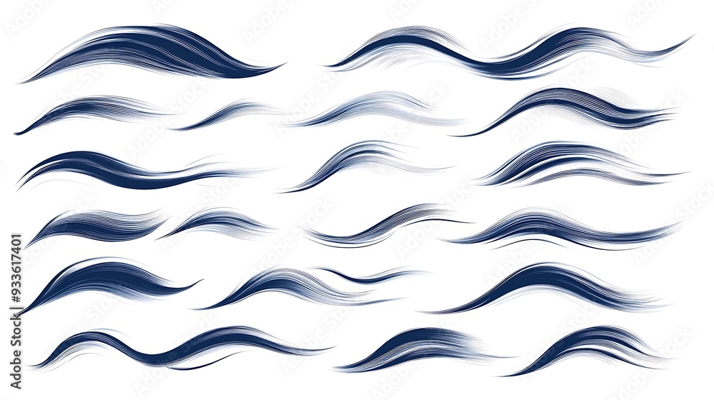Aufkleber abstract dark blue waves pattern on white background with simple design