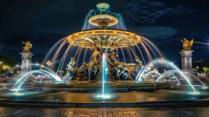 Fountain of the Place de la Concorde at Night