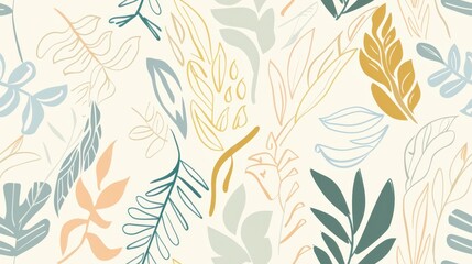 Fototapeta premium Floral seamless pattern with soft, peach-colored flowers and swirls on a white background. Perfect for feminine, elegant designs.