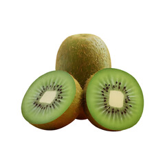 Obraz premium Fresh slice kiwi fruit isolated on a transparent background by AI generative