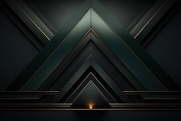 Obraz premium Abstract dark green and gold geometric background.