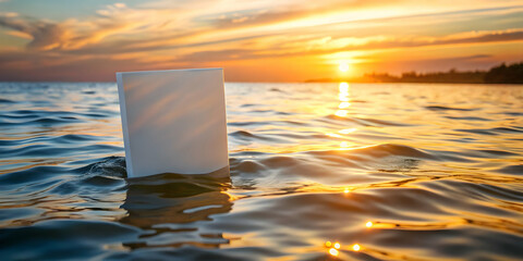sunset on the sea, a blank paper for copy text space 