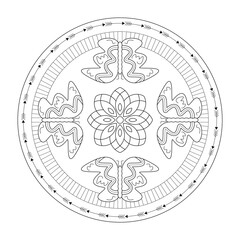 Mandala Coloring Page. Butterflies.