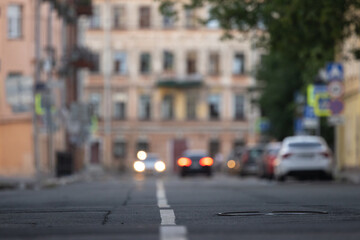 the exterior of a street in the city. focus on the water hatch