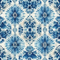 Indigo blue shibori tie-dye seamless pattern