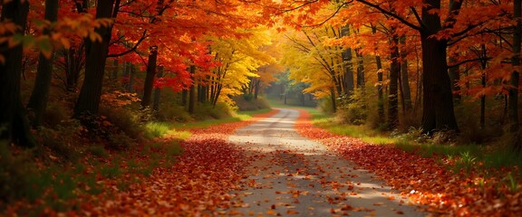 Autumn Path Leaf-Covered Trail Through a Forest