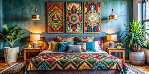 colorful room with colorful frames
