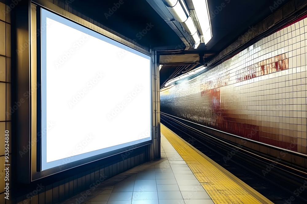 Poster a light box display with a white blank space for an advertisement. a subway mock-up design.