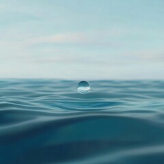 Mesmerizing Water Drop Splash on Ocean: World Water Day Concept Art. Realistic Liquid Dynamics Meet Abstract Minimalism for Environmental Awareness Campaigns. Elegant Design Template with Gradient Tex