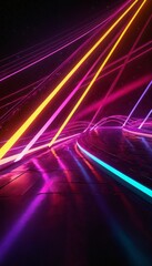 Abstract Neon Glow: Bright, Luminous Lines and Shapes in a Futuristic Digital Background. Ai generated image 