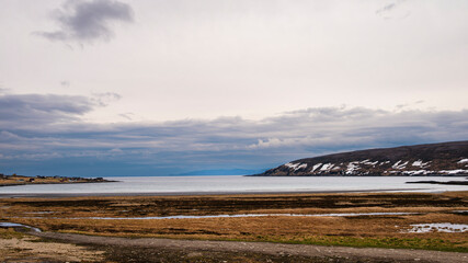 nordic landscape along the road from Alta to the Island of Mageroya, Norway