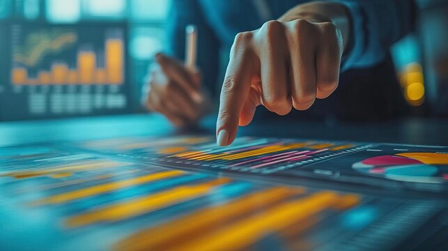 A business professional analyzes data charts to make informed decisions, highlighting the importance of visual data interpretation.