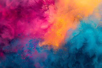 Fototapeta premium Abstract Watercolor Hand Drawing Oil Painted by Brushes Vibrant Color Smoke Background with Splashes. Abstract Oil Painting: Dramatic Gradients, Splashes, and Soft Brushstrokes on Textured Canvas