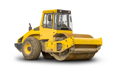 Road roller in white back