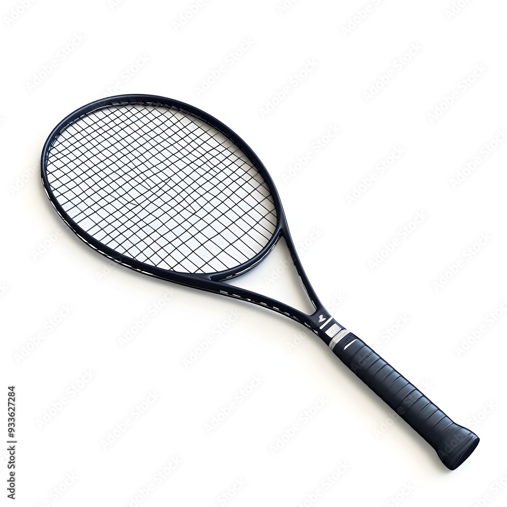 Poster detailed photograph of a squash racket with shading and a modern minimalist design isolated against 