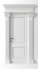 Obraz premium Classic white framed door isolated on white background