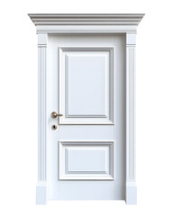 Classic white framed door isolated on white background