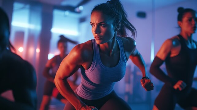 Focused Female Athlete During Intense Workout
