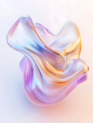 Obraz premium 3D render of fluid, liquid shape with iridescent pastel color isolated on on white background