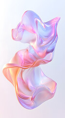 Obraz premium 3D render of fluid, liquid shape with iridescent pastel color isolated on on white background