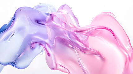 3D render of fluid, liquid shape with iridescent pastel color isolated on on white background