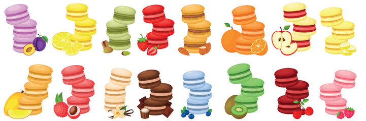 Vector image of delicious macaroons. Concept of delicious dessert and sweets. Element for your design. For banners, websites, advertising, etc.