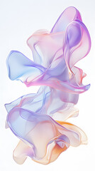 3D render of fluid, liquid shape with iridescent pastel color isolated on on white background
