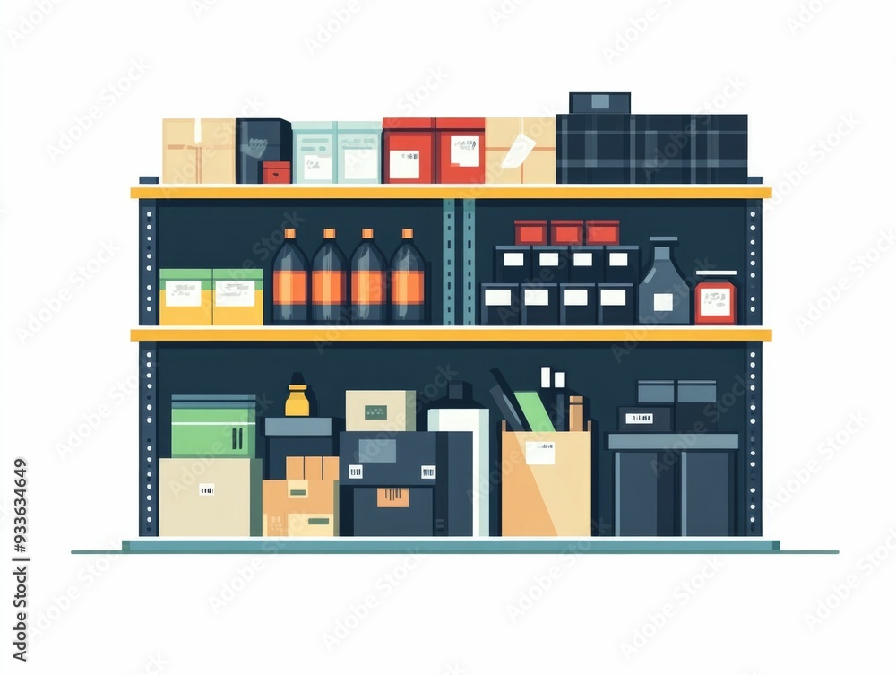 Poster flat design showcasing the concept of streamlined inventory optimization and replenishment processes