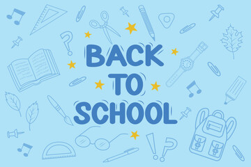 Welcome to school, web banner, vector illustration