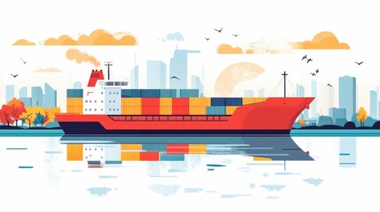 Obraz premium Efficient Freight Forwarding A Flat Design Depicting the Coordinating of Global Shipping Routes and Logistics for Seamless Cargo Transportation and Distribution