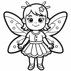 Happy kids wearing fairy costume with decorative wings and magic wand vector flat illustration