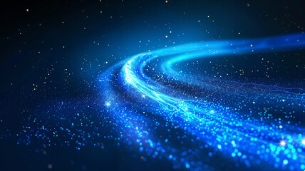 A curved blue light streak creates a dynamic visual impact, merging energy and motion in a captivating display.