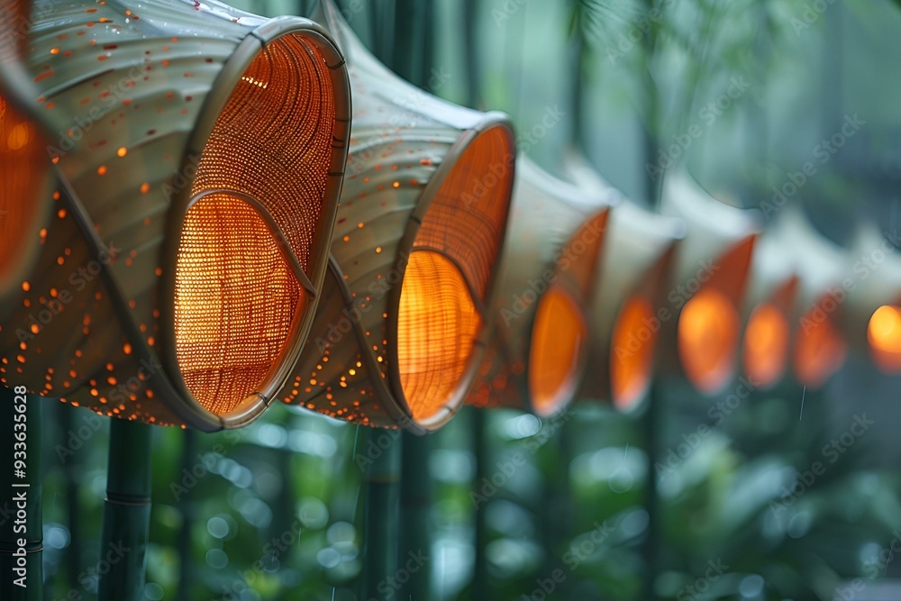 Poster a row of lanterns.