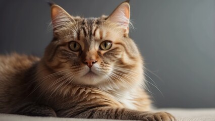 Obraz premium Close-up Portrait of a Tabby Cat with Green Eyes